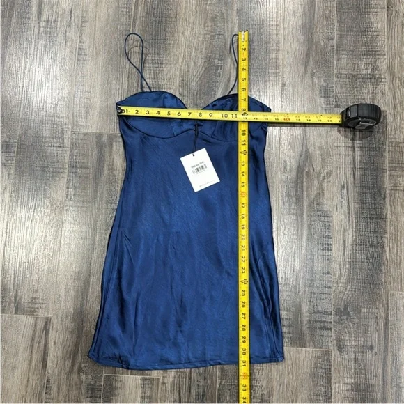 NWT hello molly size m blue satin slip dress - Picture 7 of 7